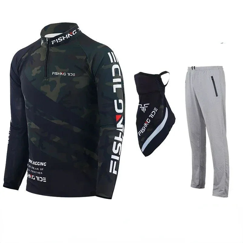 Men's Fishing Sun Protection Suit — Shirt, Pants & Scarf 3-Piece Set