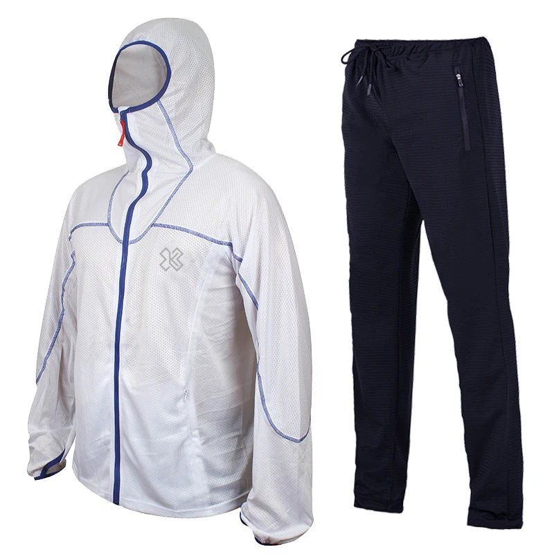 Men's Bamboo Charcoal Sun Protection Fishing Suit, Lightweight, Quick Drying, Breathable Fishing Clothes Set, Large Size, Summer