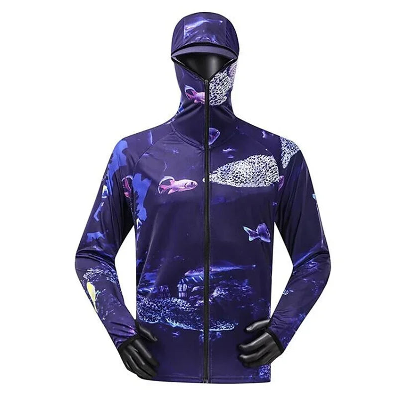 Men's Anti-UV Fishing Shirts Comfortable Ventilation Printed Sublimation Hoodie Jerseys Zipper Clothing for Outdoor Activities