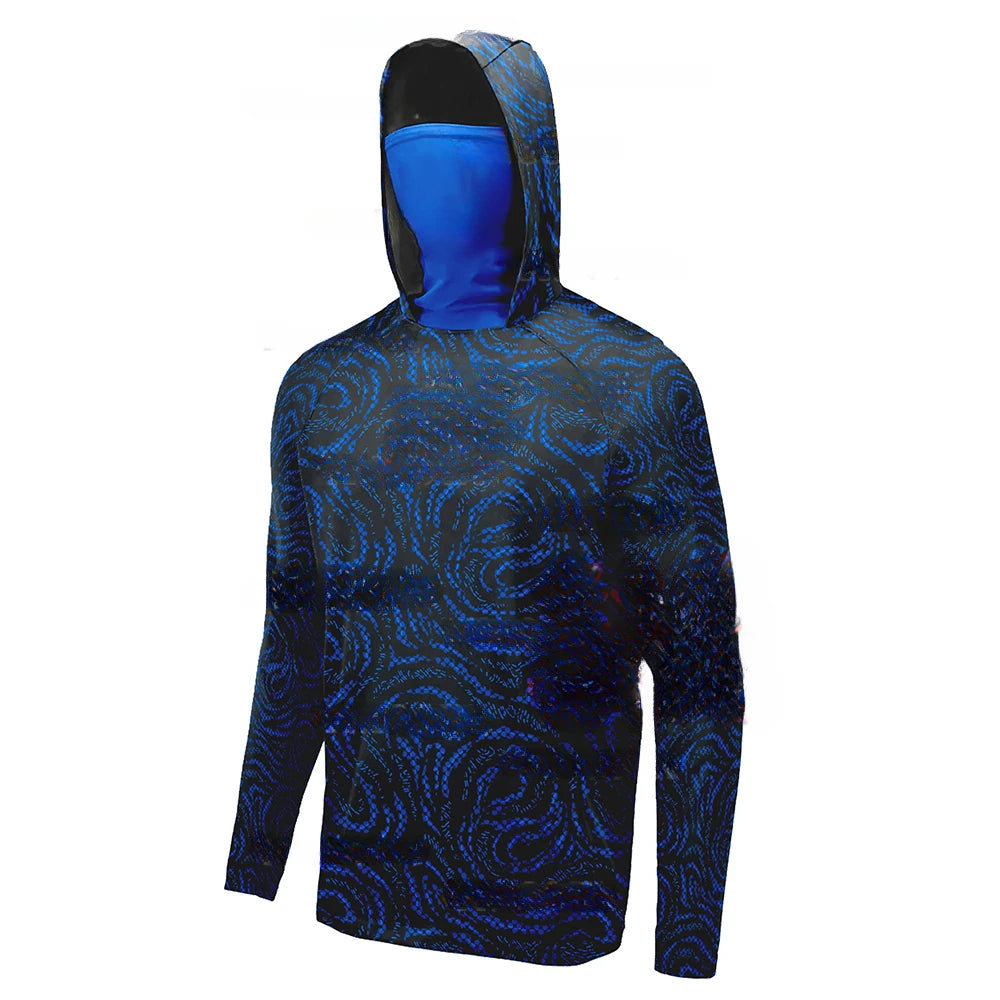 2023 Fishing Shirts Summer UPF 50+ Mens Hooded Fishing Shirt Mask UV Hoodie