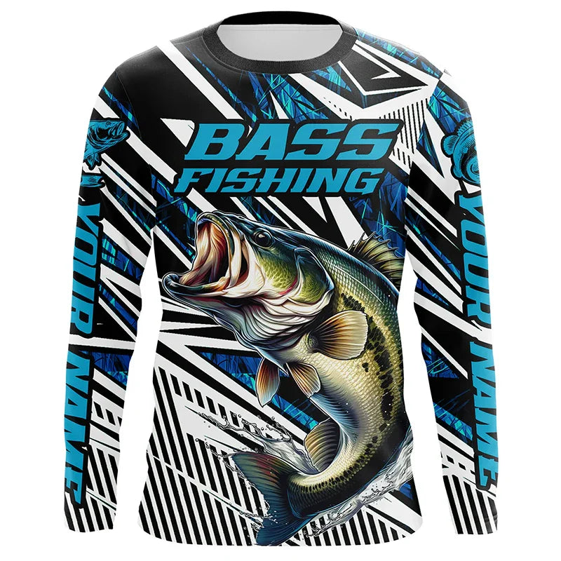 Bass Fishing Shirts Tops Camping Outdoor Sports Long Sleeve T Professional Fishing Competition Graphic T Shirts Men's Gifts
