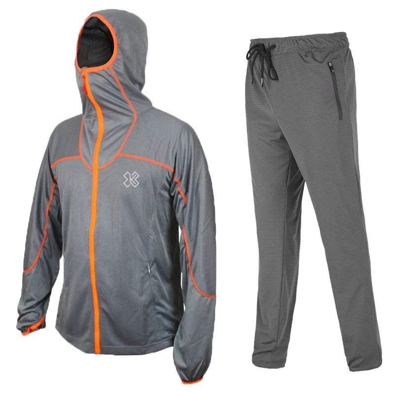 Men's Bamboo Charcoal Sun Protection Fishing Suit, Lightweight, Quick Drying, Breathable Fishing Clothes Set, Large Size, Summer