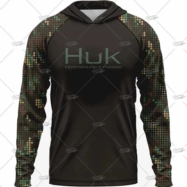 HUK Fishing Long Sleeve Hooded T-shirt Tops