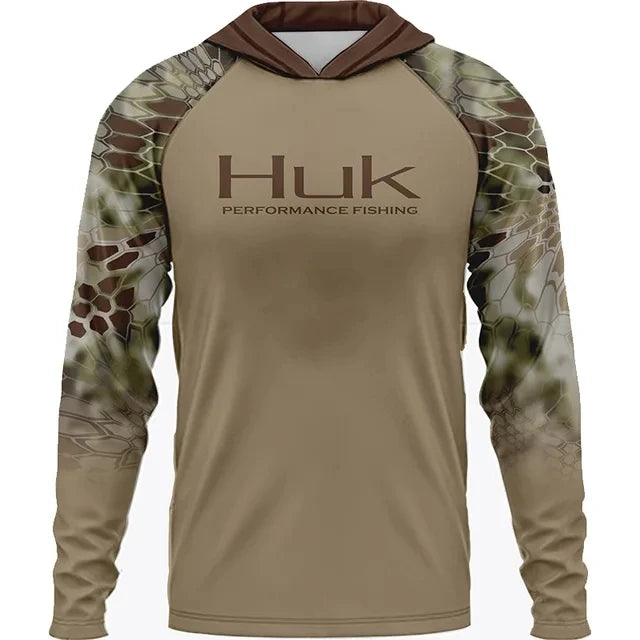 HUK Fishing Long Sleeve Hooded T-shirt Tops