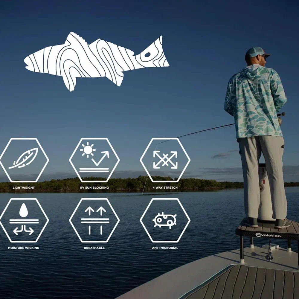 Fishing Shirts Hooded Shirt Uv Protection Man Outdoor Fashion Print Moisture Wicking Fishing Apparel Tops