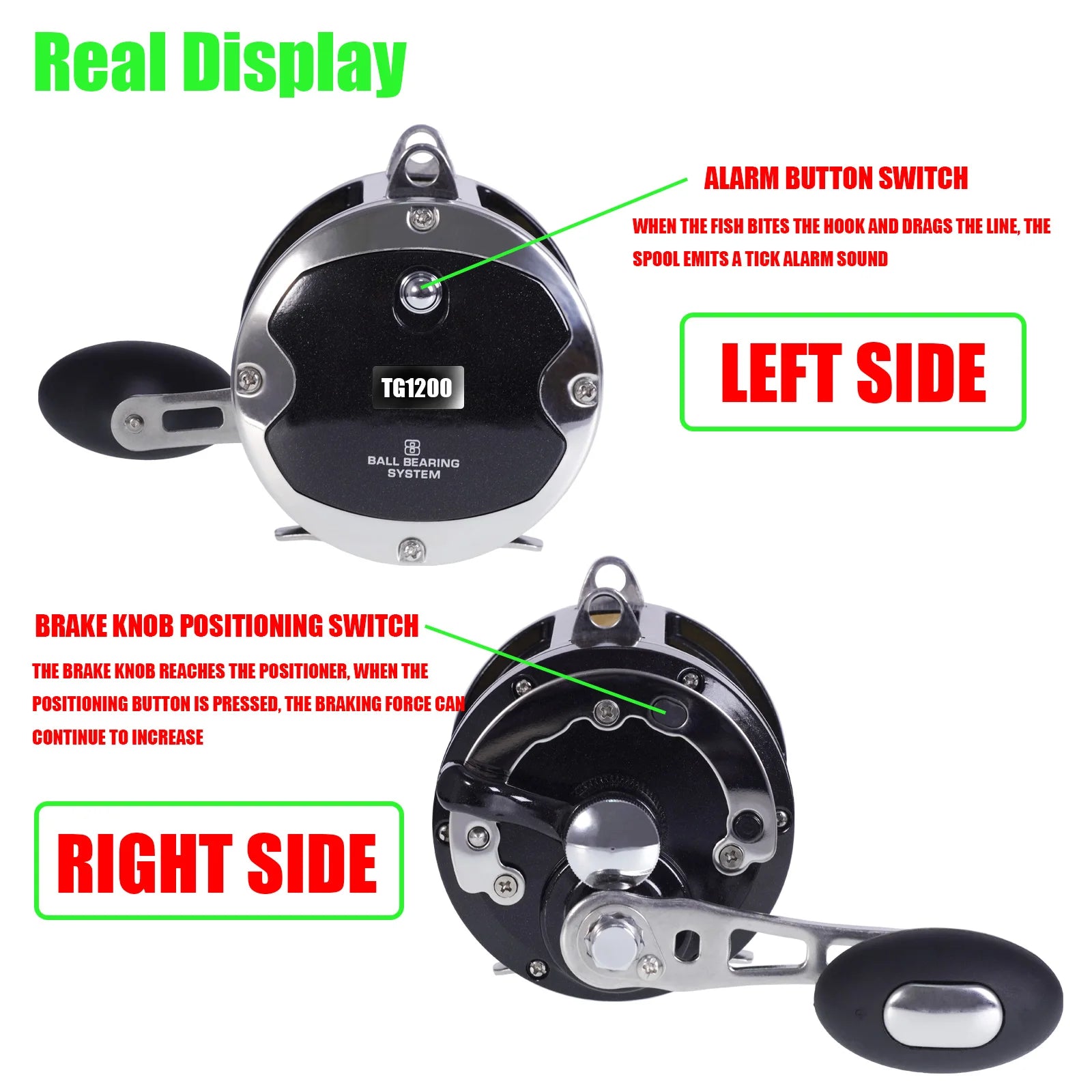 Trolling Drum Fishing Reels All Aluminum Alloy Body Conventional Reel