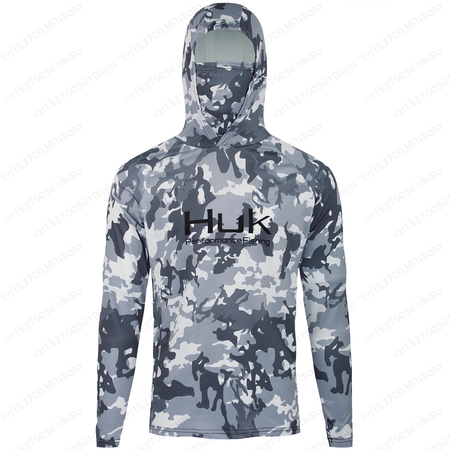 HUK Summer Fishing Shirts Men Long Sleeve Hooded Fishing Wear