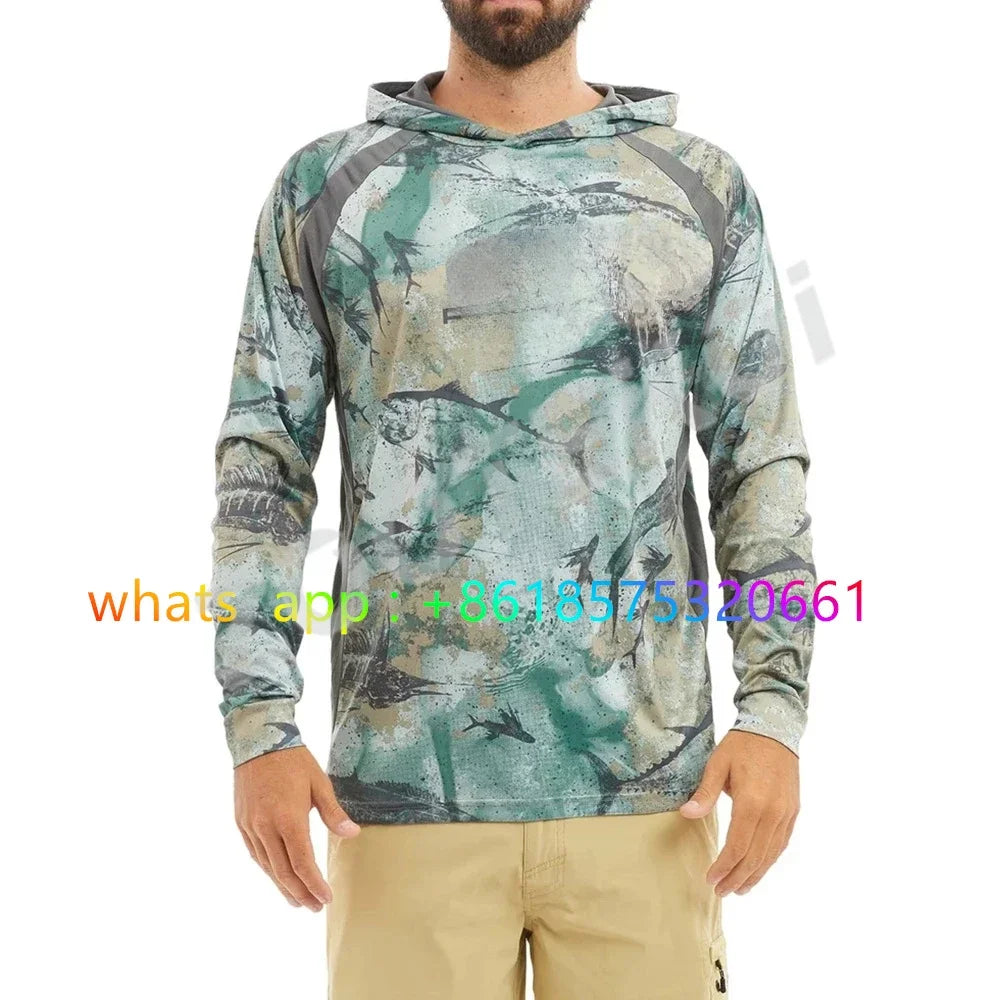 Men's Hooded Angling Shirt — Long Sleeve, Breathable Sun Protection