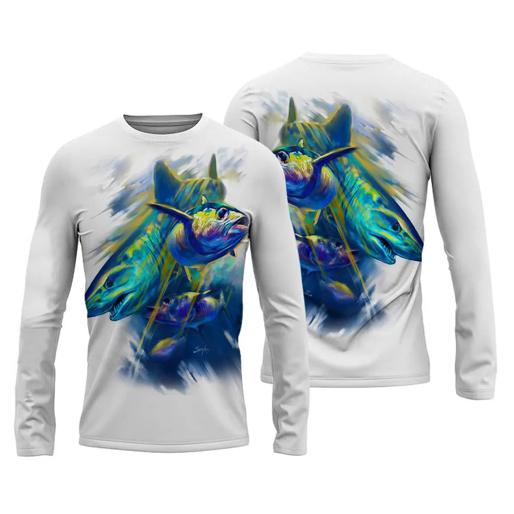Men's Fishing Shirts 3D Pinting Fishing Apparel Breathable T-Shirt Long Sleeve Summer Outdoor Sports Crewneck Fishing Shirts