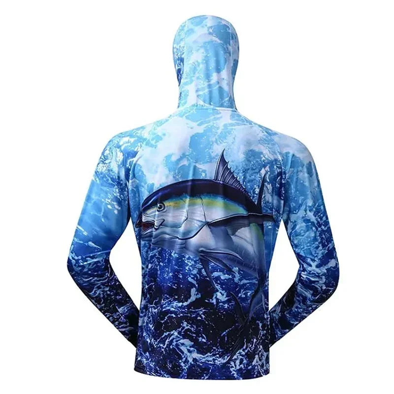Men's Anti-UV Fishing Shirts Comfortable Ventilation Printed Sublimation Hoodie Jerseys Zipper Clothing for Outdoor Activities