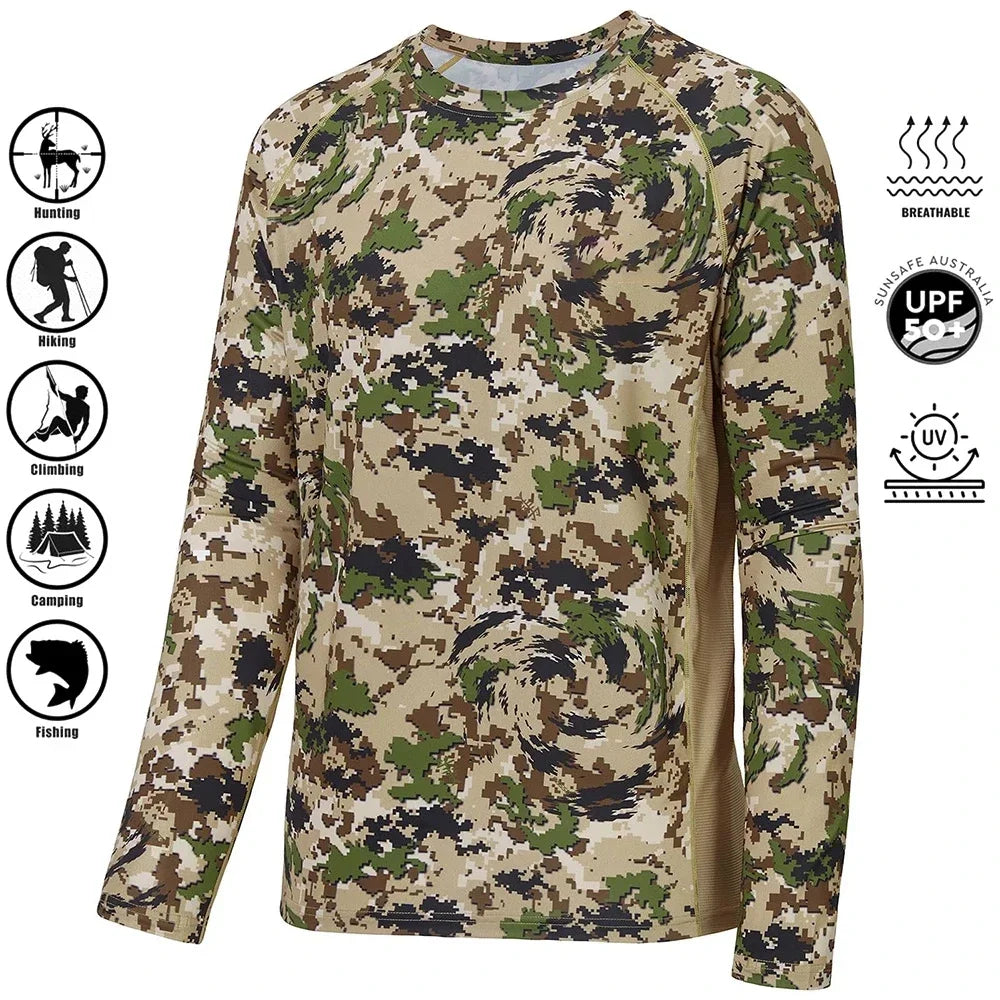 Men's Camouflage Long-sleeved Fishing Shirts Casual Sportswear T-shirts Streetwear Camping Outings Company Team-building