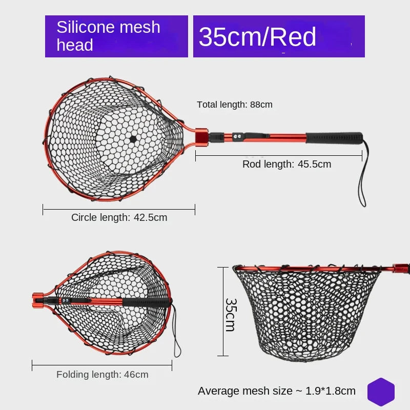 Fishing Nets Folding Laning Net Cheap Price Rubber/Silicone Mesh Catch 14kg Fish Lure Fishing Tool Anglers Accessory