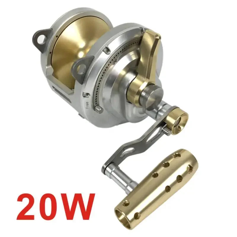 Heavy Duty Saltwater Fishing Trolling Reel Deep Sea 2 Speed Conventional Reel Metal 50W Boat Big Game Reels
