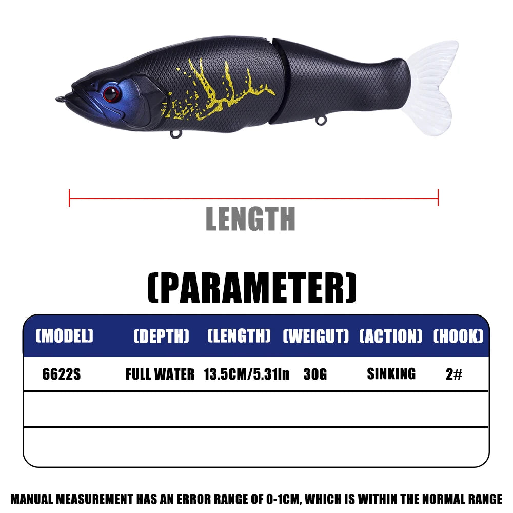 Slow Sinking SwimBaits Fishing Lures 30G Whopper Vibration Soft Tail Or Pike And Bass Hard Baits Isca Artificiall Accessories