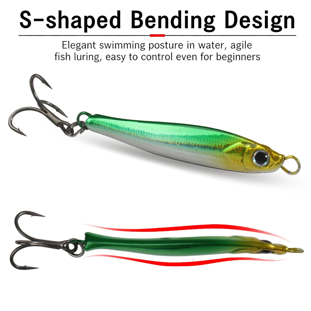 Metal Jig Lure Kit 7g 10g 20g 30g 40g Spoon Sinking Pencil VIB Fishing Tackle Teflon Hook Pesca Gear Swimbait 1-2Pcs Baits