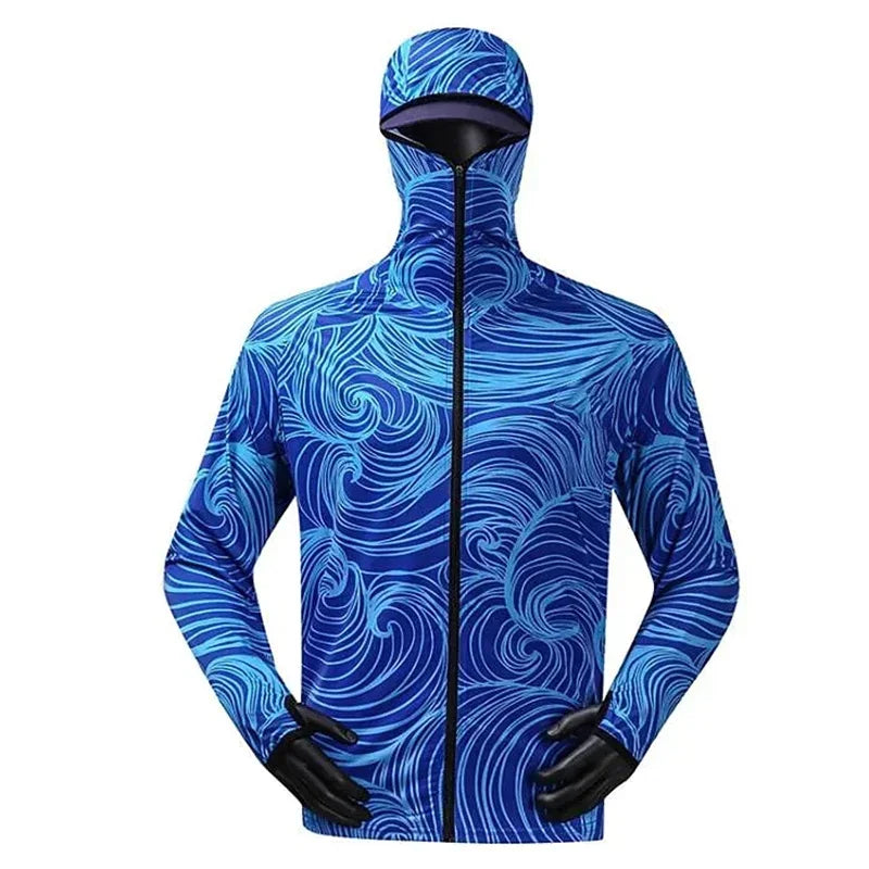 Men's Anti-UV Fishing Shirts Comfortable Ventilation Printed Sublimation Hoodie Jerseys Zipper Clothing for Outdoor Activities