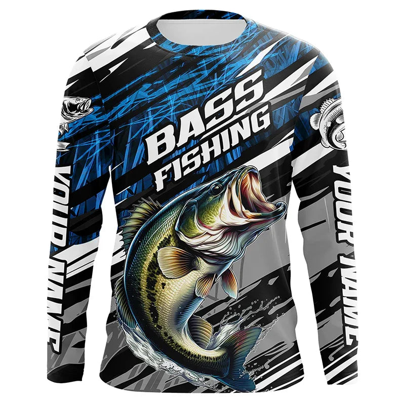 Bass Fishing Shirts Tops Camping Outdoor Sports Long Sleeve T Professional Fishing Competition Graphic T Shirts Men's Gifts