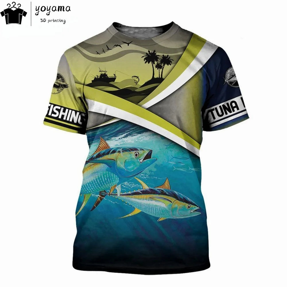 Fishing Pattern Print Clothes 3D Print Men's Summer Clothes Funny T shirts Short Sleeve Tee Fishing Graphic T shirts O-Neck Tops