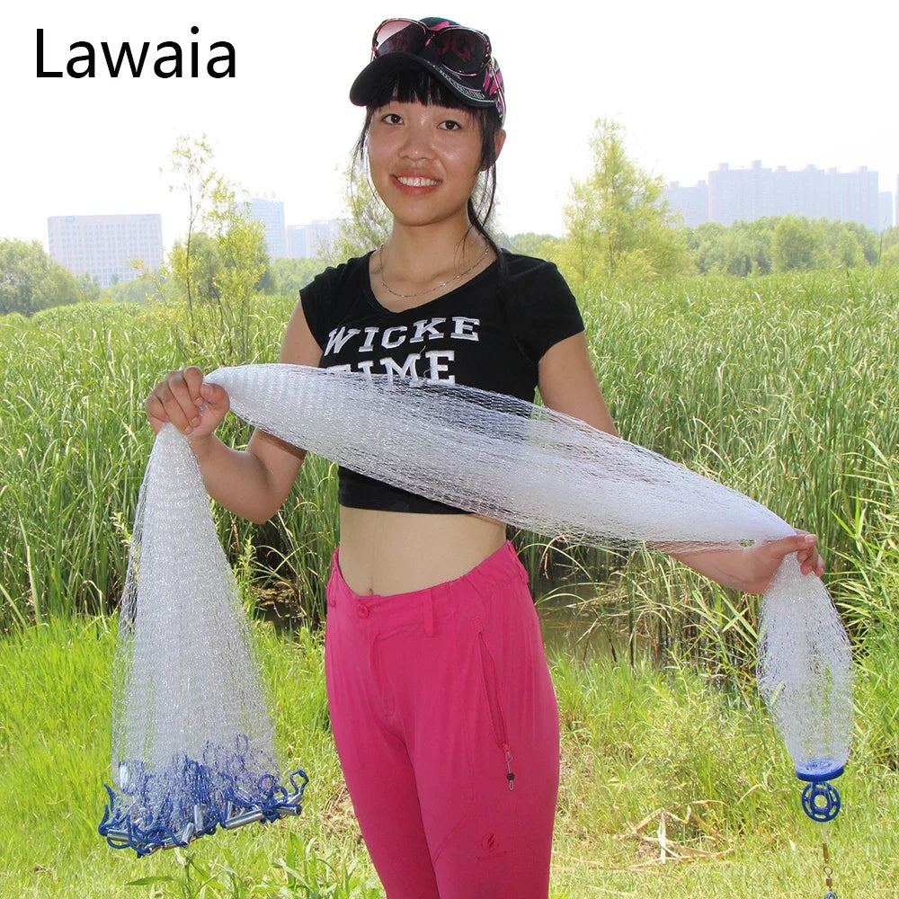 Lawaia Fishing Net Fly Catch Casting Net American Hand Casting Net Have Sinkers Sports Hand Throw Network Diameter 1.8m-7.2m