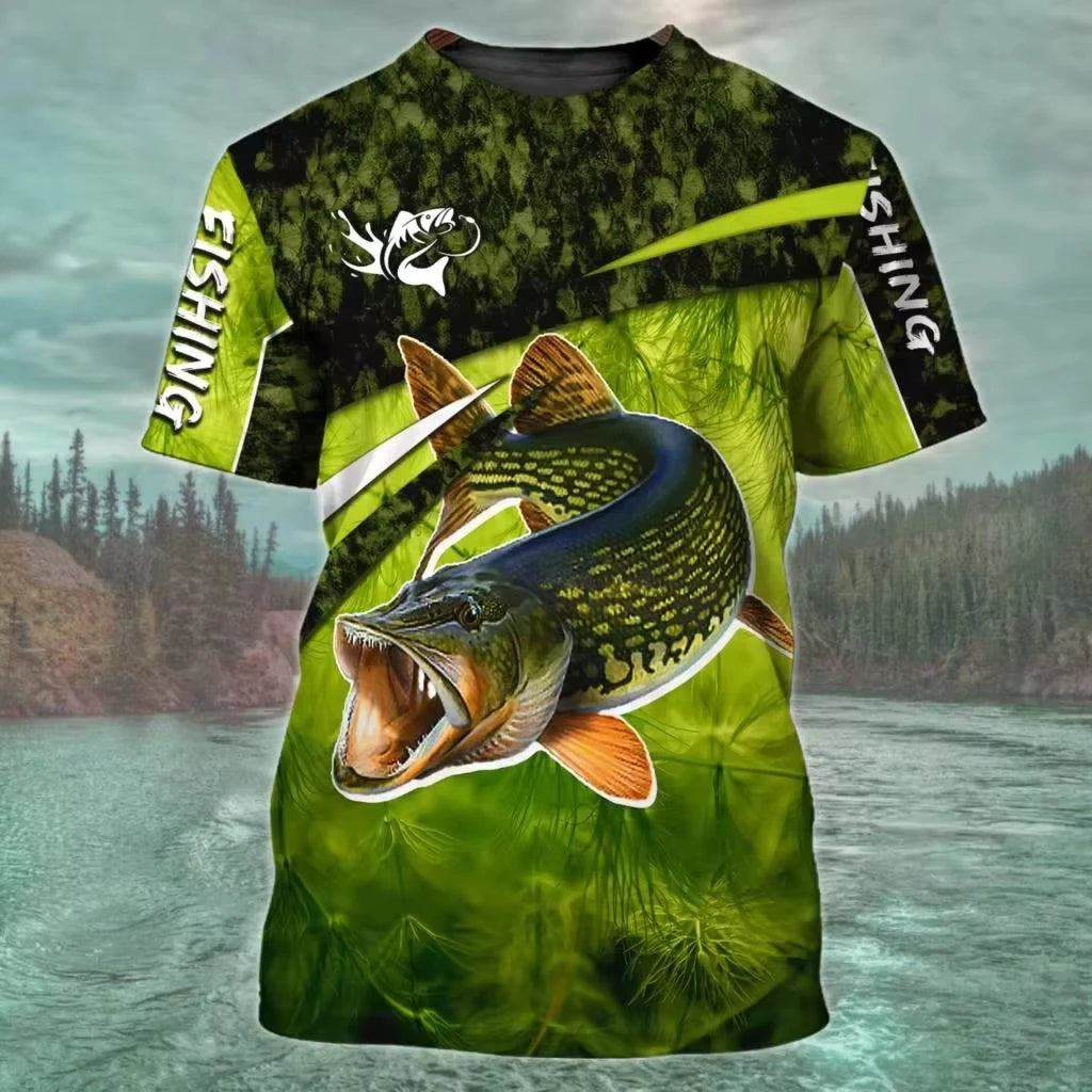 Fashion Carp Fishing Shirt Outdoor Fishing T-Shirts Summer Casual T Shirts Man Oversized T-Shirt Short Sleeve Tee Tops Clothing