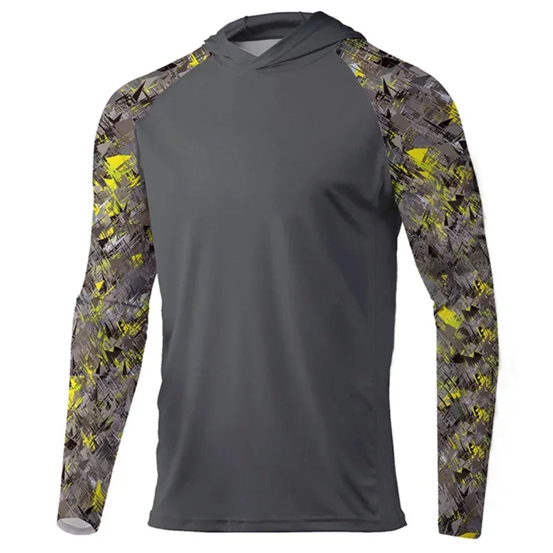 Fishing Shirts Men Long Sleeve Fishing Clothing Hooded UV Sun Protectio Breathable Quick Dry Fishing Shirts Uv Protectio