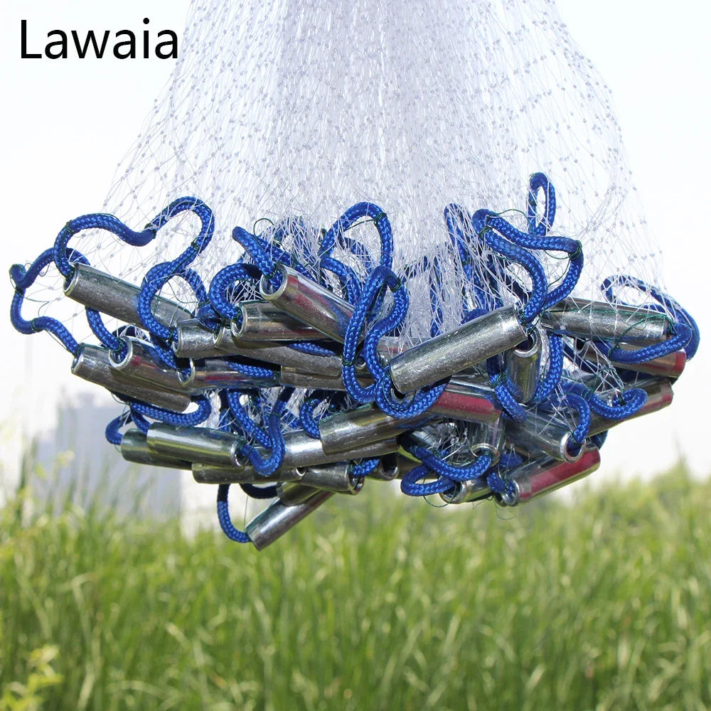 Lawaia Fishing Net Fly Catch Casting Net American Hand Casting Net Have Sinkers Sports Hand Throw Network Diameter 1.8m-7.2m