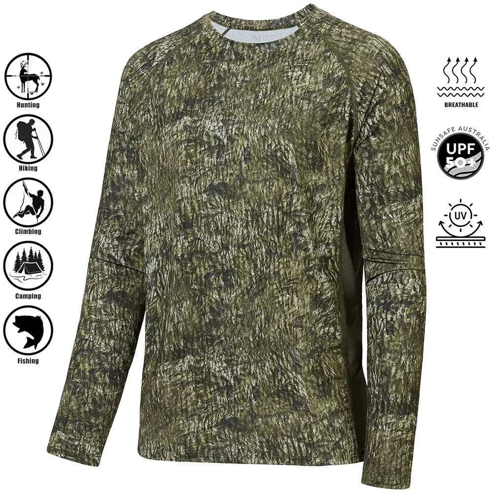 Men's Camouflage Long-sleeved Fishing Shirts Casual Sportswear T-shirts Streetwear Camping Outings Company Team-building