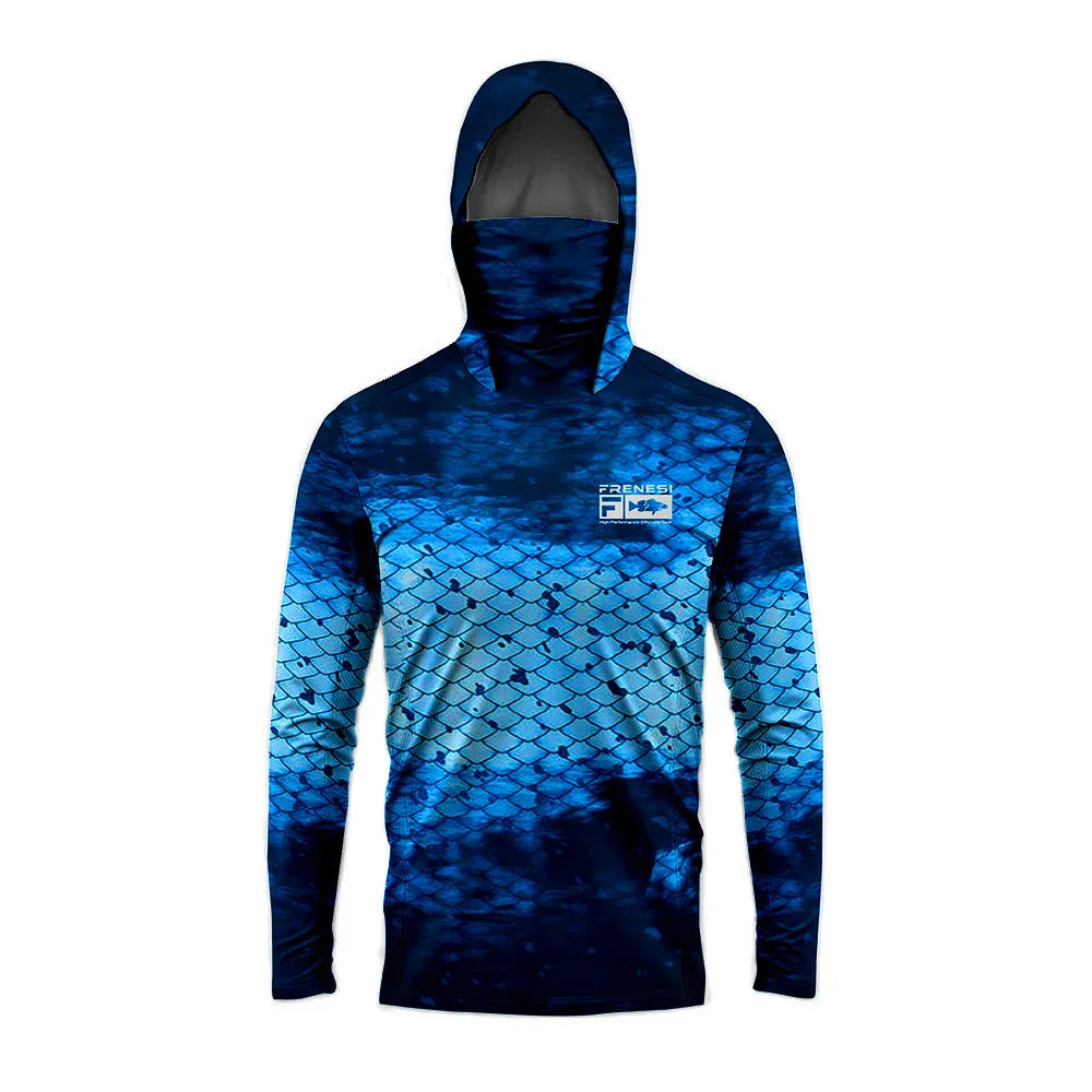 Fishing Shirts Men Sun Protection Hoodie Mask All-in-one Fishing Clothing Ropa Pesca Hunting Camping Angling T-shirt Upf 50+
