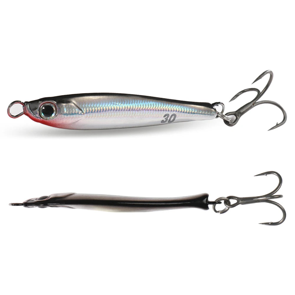 Metal Jig Lure Kit 7g 10g 20g 30g 40g Spoon Sinking Pencil VIB Fishing Tackle Teflon Hook Pesca Gear Swimbait 1-2Pcs Baits