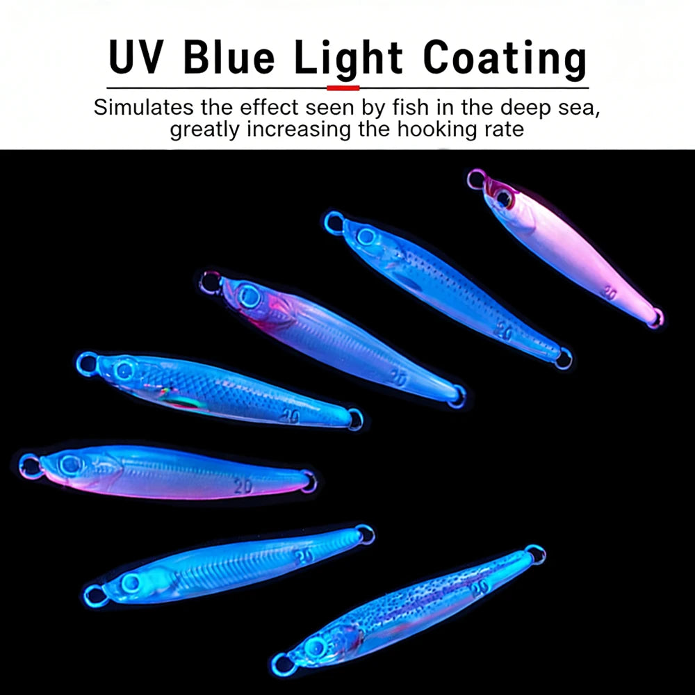 Metal Jig Lure Kit 7g 10g 20g 30g 40g Spoon Sinking Pencil VIB Fishing Tackle Teflon Hook Pesca Gear Swimbait 1-2Pcs Baits