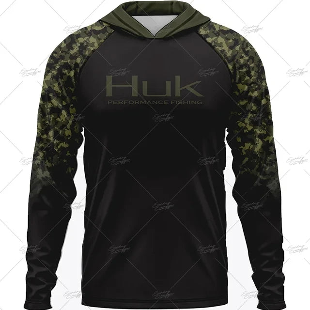 HUK Fishing Long Sleeve Hooded T-shirt Tops