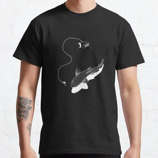 Men's Fly Fishing Trout Graphic T-Shirt — Short Sleeve Cotton