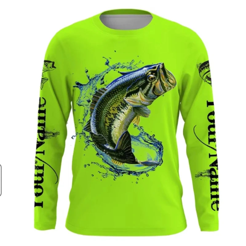 2025 Fishing Shirt Men Summer Print CasuaShirts Anti-UV Fishing Shirts Outdoor FishincClothing Sunscreen Long Sleeve Fish