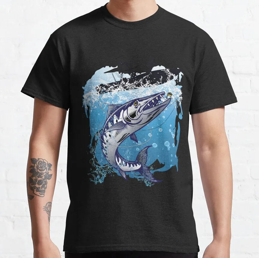 Men's Fly Fishing Trout Graphic T-Shirt — Short Sleeve Cotton