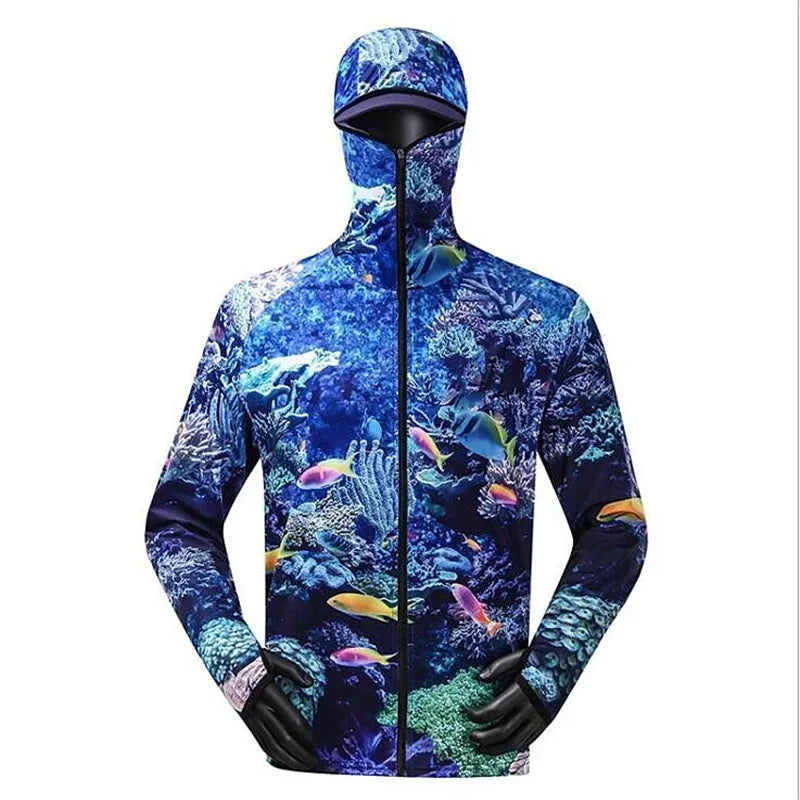 Men's Anti-UV Fishing Shirts Comfortable Ventilation Printed Sublimation Hoodie Jerseys Zipper Clothing for Outdoor Activities