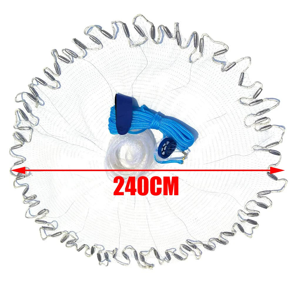 Casting Net 4ft 6ft 8ft Radius Cast Nets USA Saltwater Freshwater Fishing Net with Ring Easy to Throw Casting Net for Bait Trap