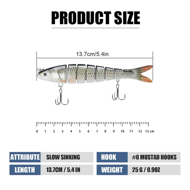 3pcs 8 Segment Fishing Lure Multi Jointed  Swimbait Artificial Bait Slow Sinking Bionic Fishing Bait Cool Fishing Gear
