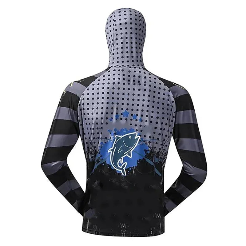 Men's Anti-UV Fishing Shirts Comfortable Ventilation Printed Sublimation Hoodie Jerseys Zipper Clothing for Outdoor Activities