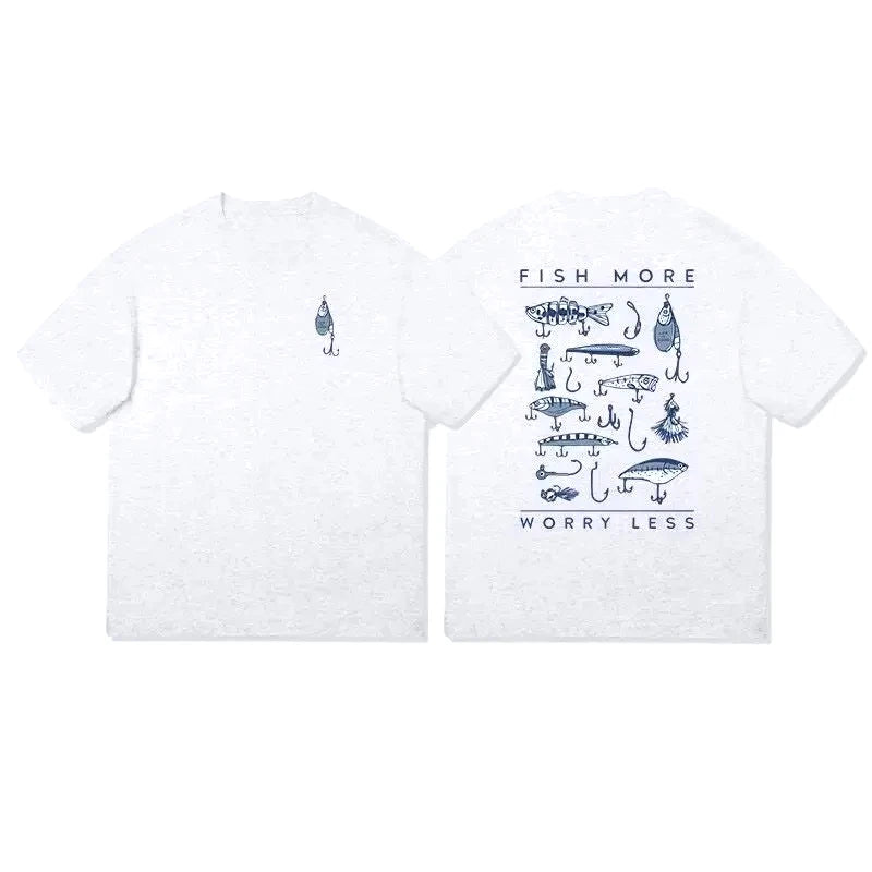 Casual Style, Suitable for Outdoor Wear, Featuring A Blue Graphic of Fishing Bait To Draw The Attention of Fish.graphic T Shirts