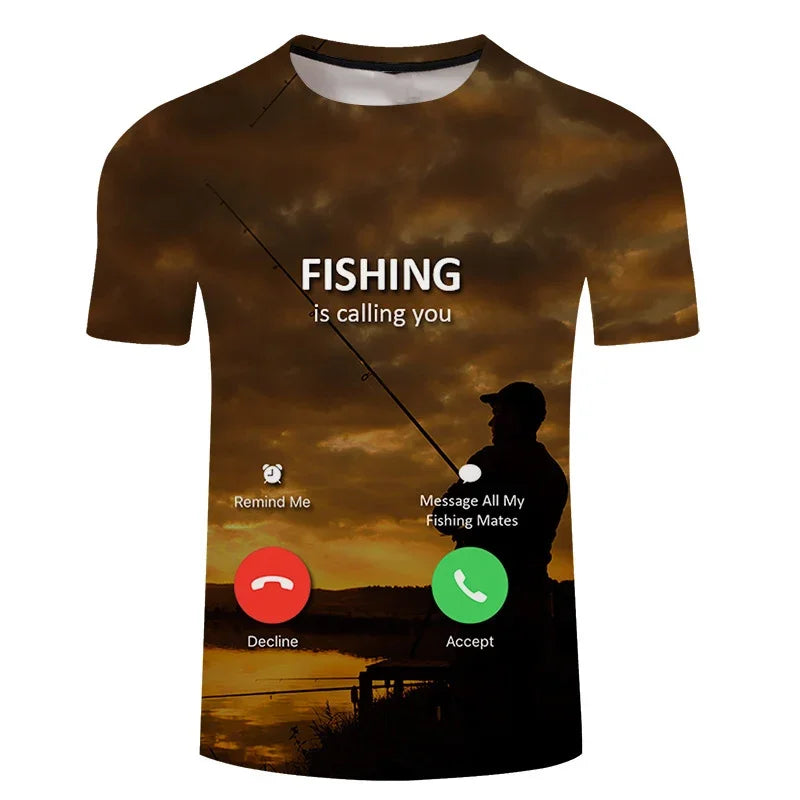 Fishing Is Calling Graphic Crewneck T-Shirt — Men's & Women's