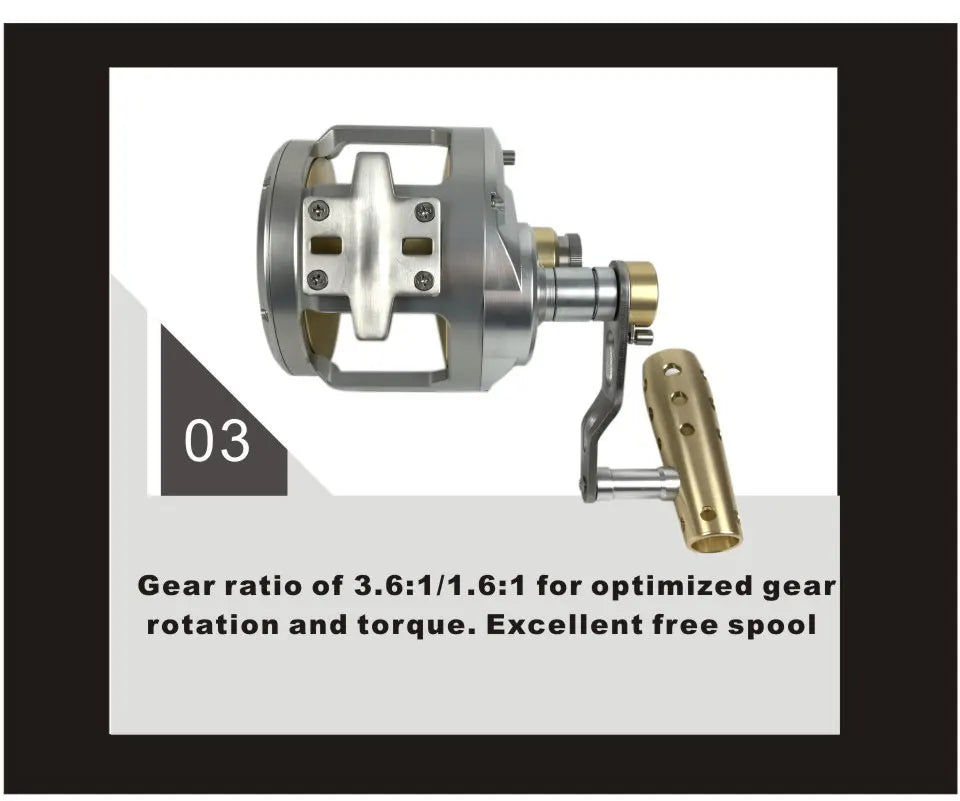 Heavy Duty Saltwater Fishing Trolling Reel Deep Sea 2 Speed Conventional Reel Metal 50W Boat Big Game Reels