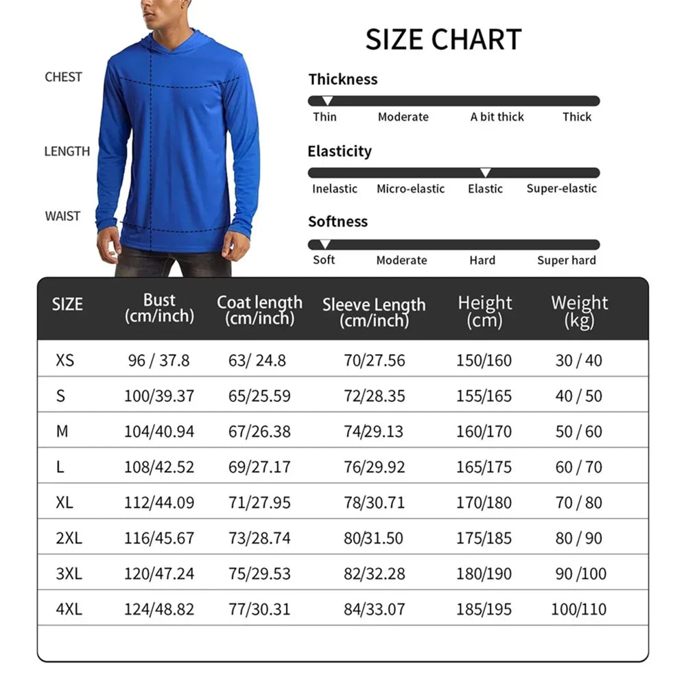 Fishing Shirts Hooded Shirt Uv Protection Man Outdoor Fashion Print Moisture Wicking Fishing Apparel Tops