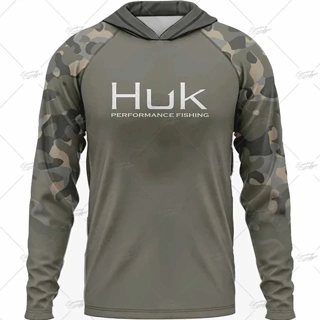HUK Fishing Long Sleeve Hooded T-shirt Tops