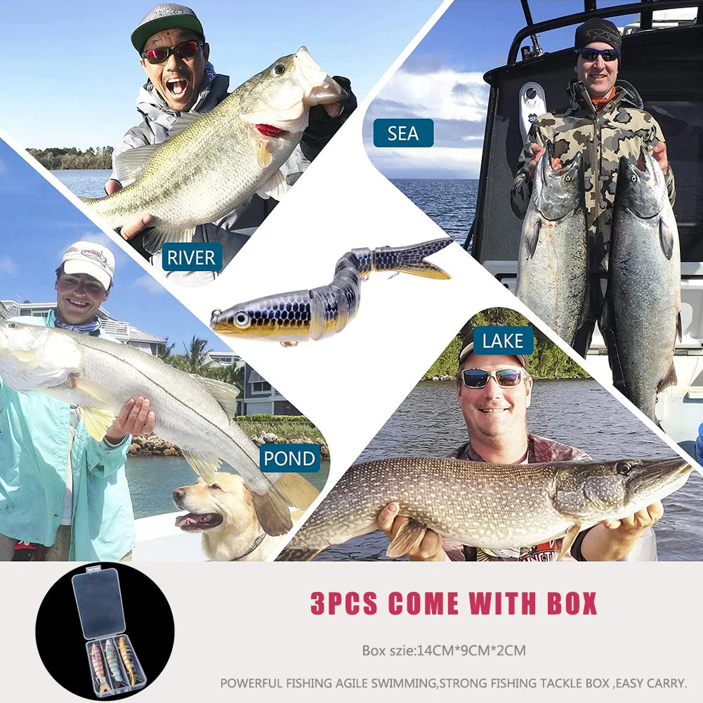 3pcs 8 Segment Fishing Lure Multi Jointed Swimbait Artificial Bait Slow Sinking Bionic Fishing Bait Cool Fishing Gear