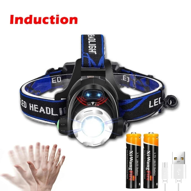 Powerful LED Induction Headlamp USB/DC Rechargeable