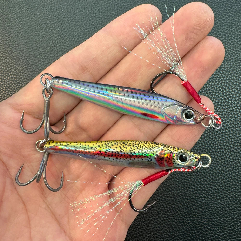 Metal Jig Lure Kit 7g 10g 20g 30g 40g Spoon Sinking Pencil VIB Fishing Tackle Teflon Hook Pesca Gear Swimbait 1-2Pcs Baits