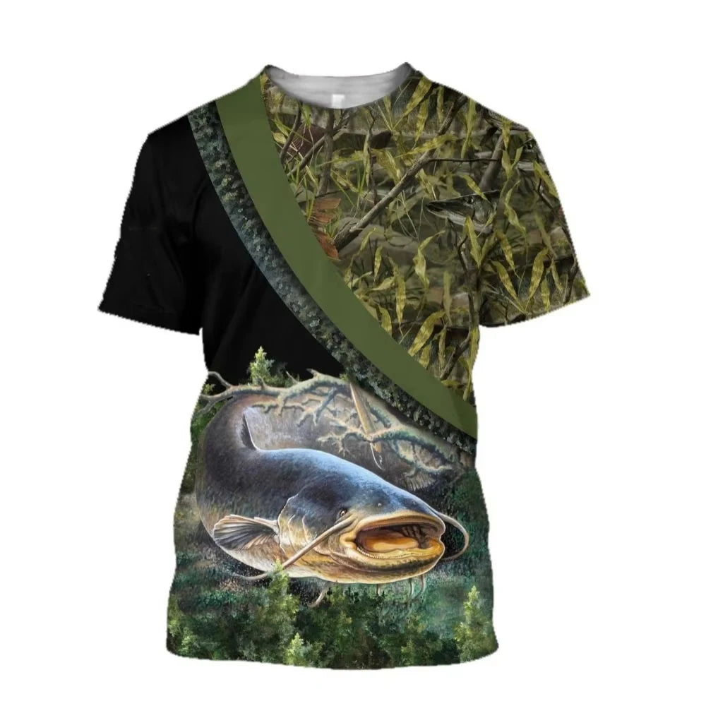 Fishing Vintage T-Shirts 3D Print Fashion Men Women Casual O-Neck T Shirt Short Sleeve Harajuku Outdoor Tees Tops Man Clothing