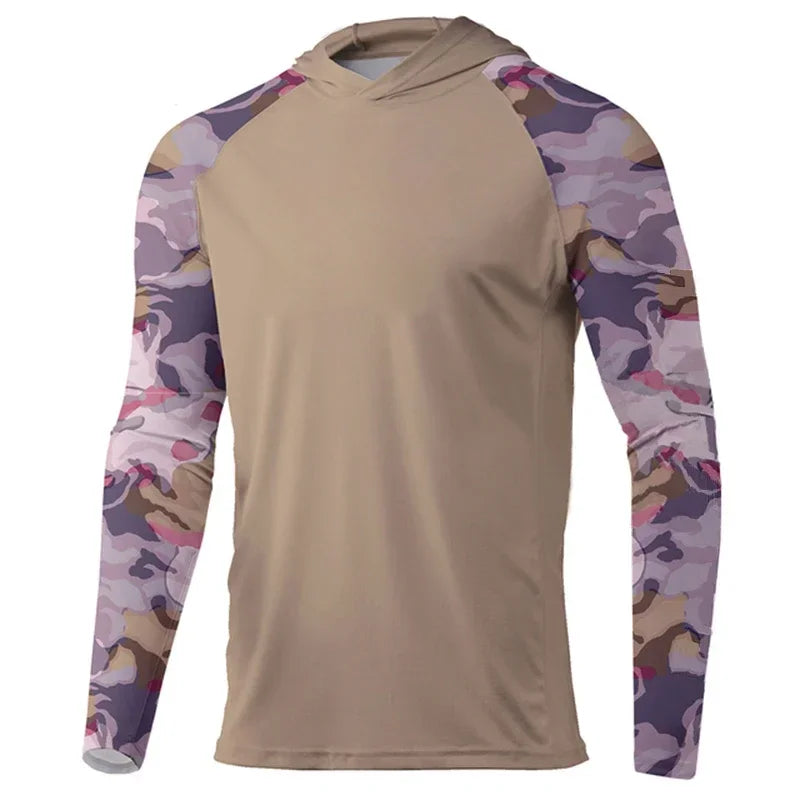Fishing Shirts Men Long Sleeve Fishing Clothing Hooded UV Sun Protectio Breathable Quick Dry Fishing Shirts Uv Protectio