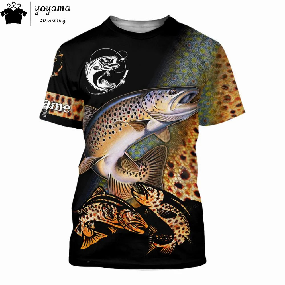 Fishing Pattern Print Clothes 3D Print Men's Summer Clothes Funny T shirts Short Sleeve Tee Fishing Graphic T shirts O-Neck Tops