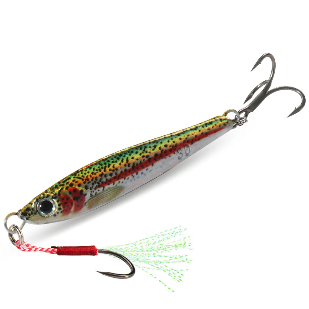 Metal Jig Lure Kit 7g 10g 20g 30g 40g Spoon Sinking Pencil VIB Fishing Tackle Teflon Hook Pesca Gear Swimbait 1-2Pcs Baits